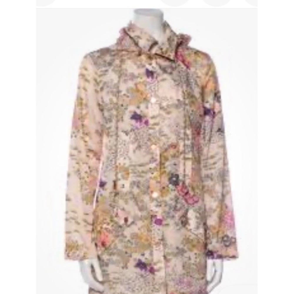 New Rodarte x Target Pastel Floral Snap Up Hooded Lightweight Rain Jacket Med